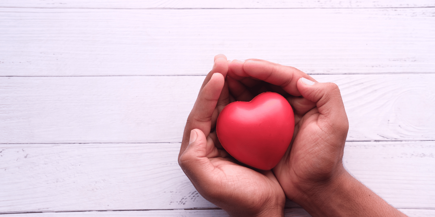 Hands holding a heartshaped object