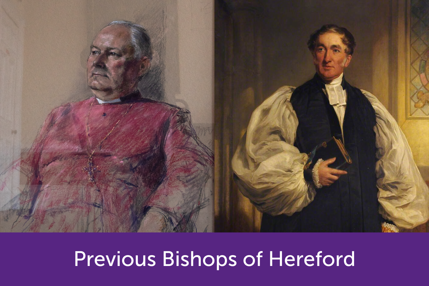 2 paintings of previous Bishops of Hereford