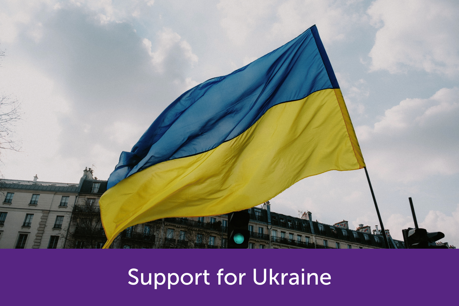 Ukrainian Flag waving in the air