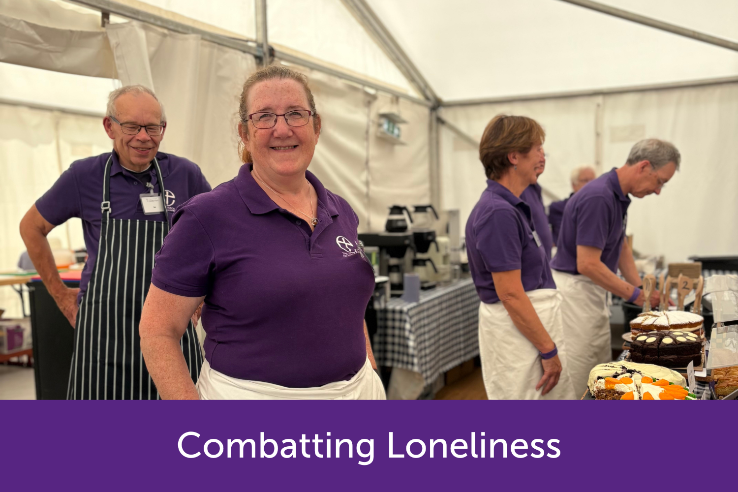 Volunteers working in the church tent cafe