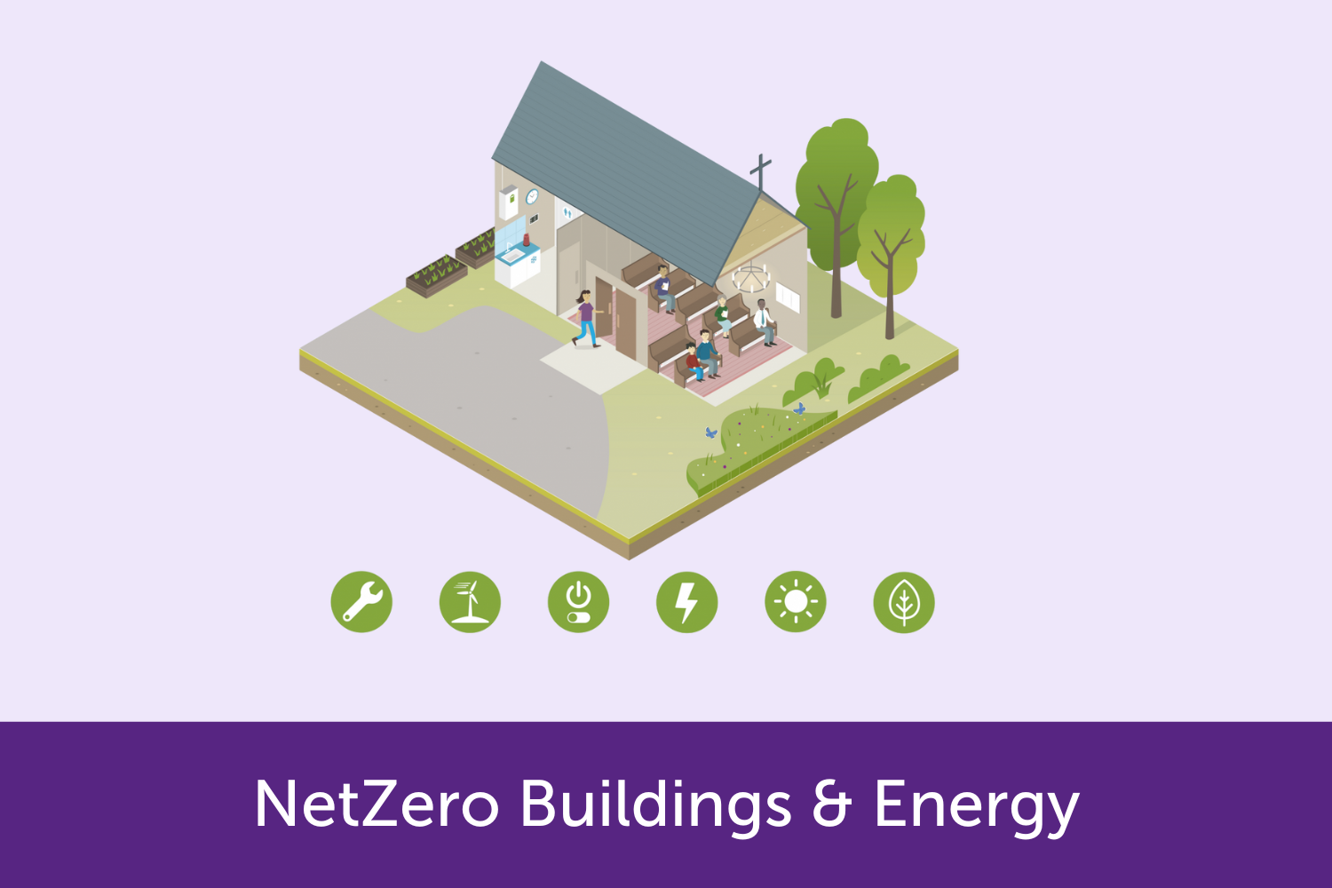 Building graphic with NetZero icons