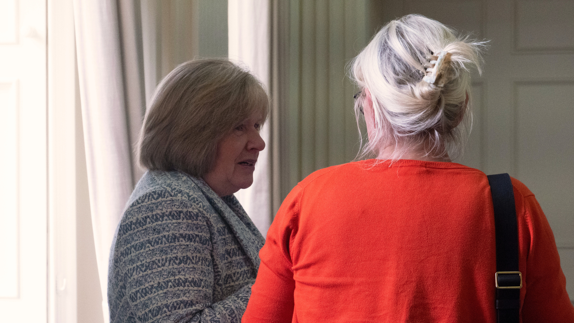 two women talking