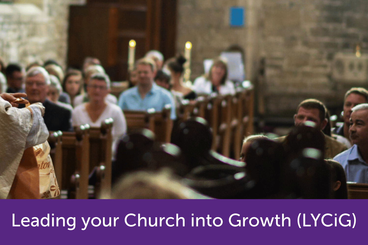 Church congregation sat in pews