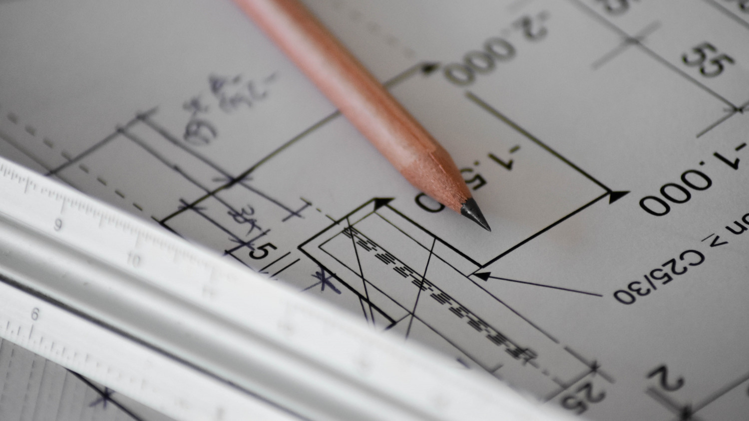 Image of architectural drawings on a desk