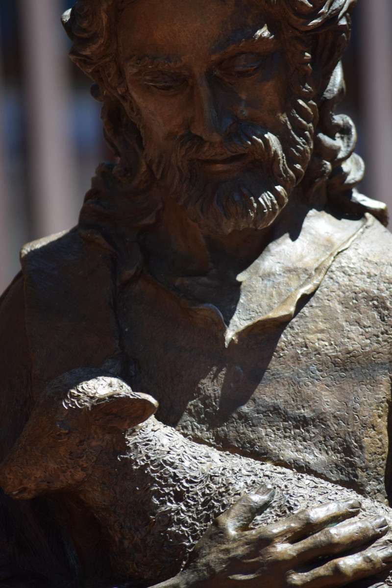 Good shepherd statue close up 