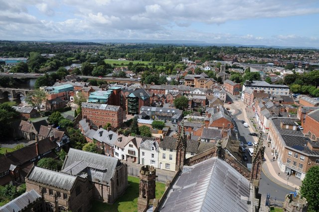 Aerial view of Hereford Cathedral